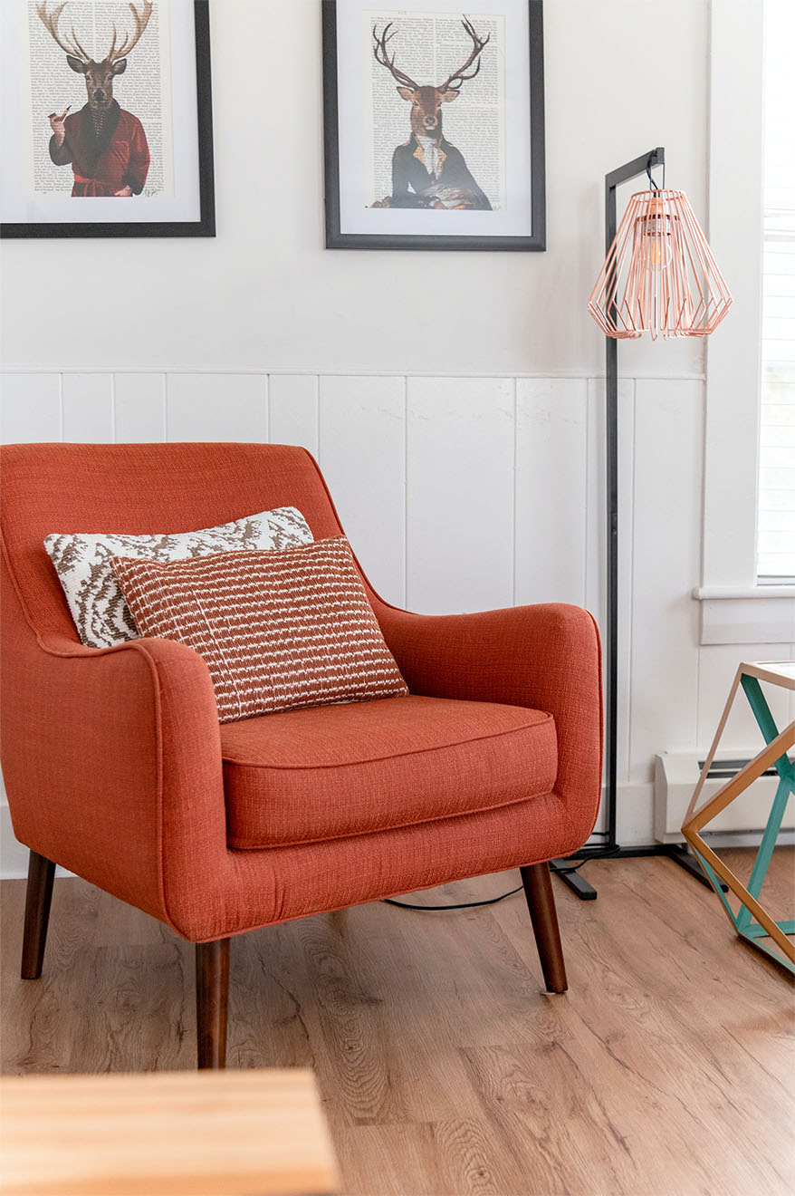 A red armchair