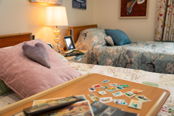 bedroom close up with heart on the pillow